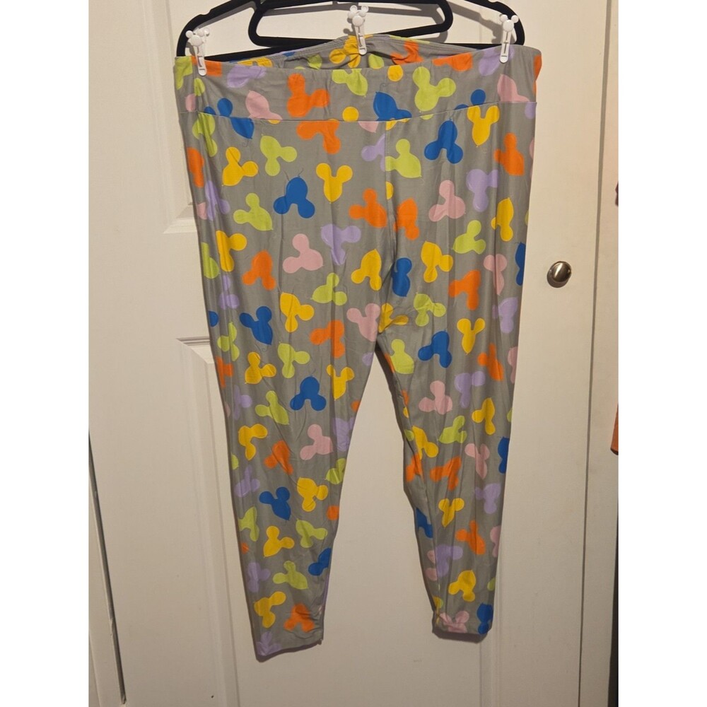 Disney Parks Mickey Mouse Icon Leggings Womens 2X Multicolor Gray Plus Size